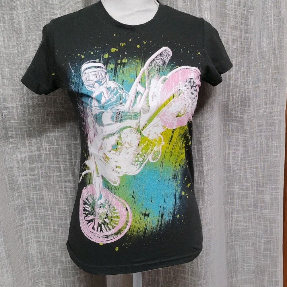 Monster Energy Supercross Vintage Graphic Gray womens fitted T- Shirt S